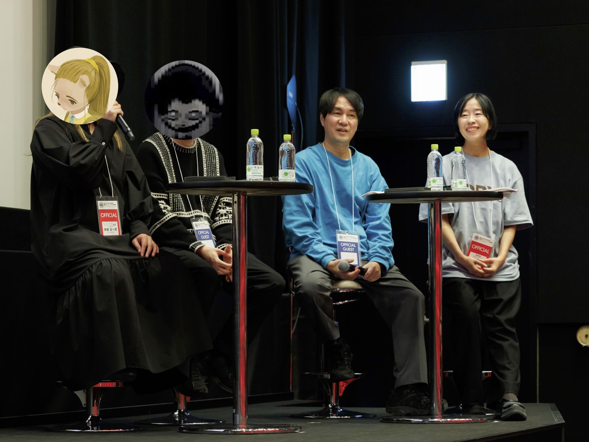 左から監督の斎藤圭一郎さん、絵コンテ・演出の刈谷暢秀さん、プロデューサーの福士裕一郎さん、田口亜有理さん